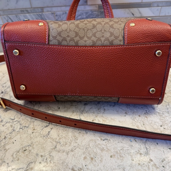 Women's Coach Millie Satchel in Signature Colorblock Canvas Khaki terracotta - Picture 8 of 16